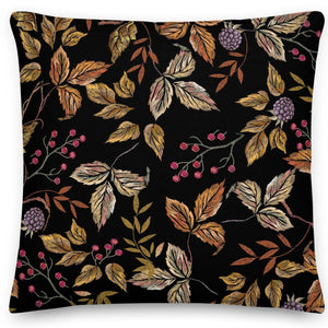 Autumn Leaves Black Cushion