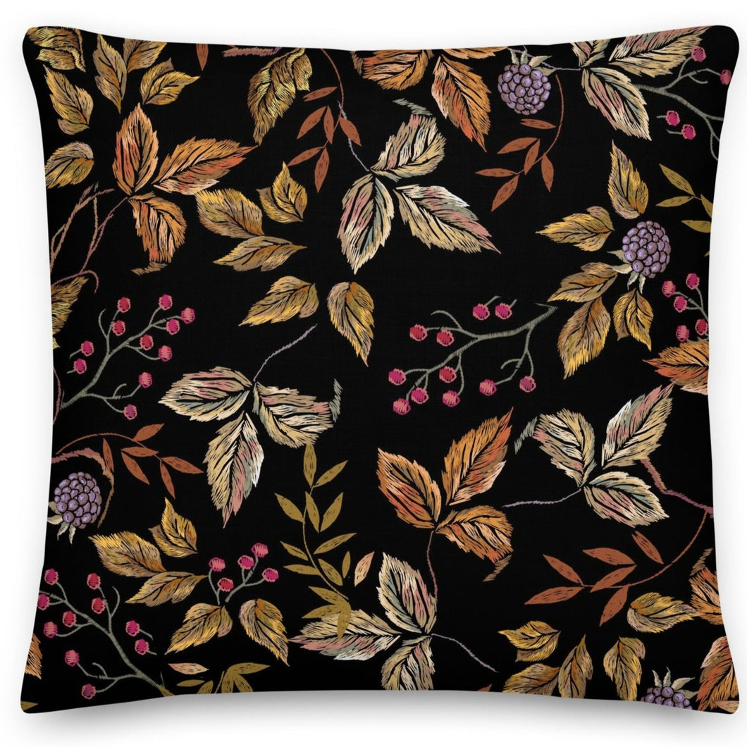 Autumn Leaves Black Cushion