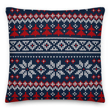 Load image into Gallery viewer, Navy Woolly Pattern Christmas Cushion
