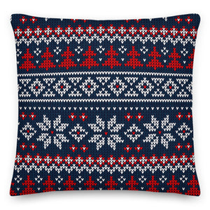 Navy Woolly Pattern Christmas Cushion