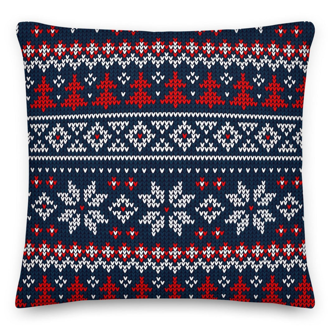 Navy Woolly Pattern Christmas Cushion