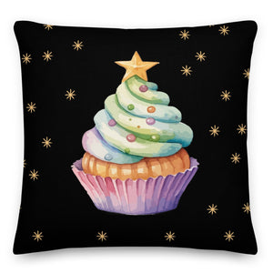 Christmas Cup Cake Black Christmas Cushion