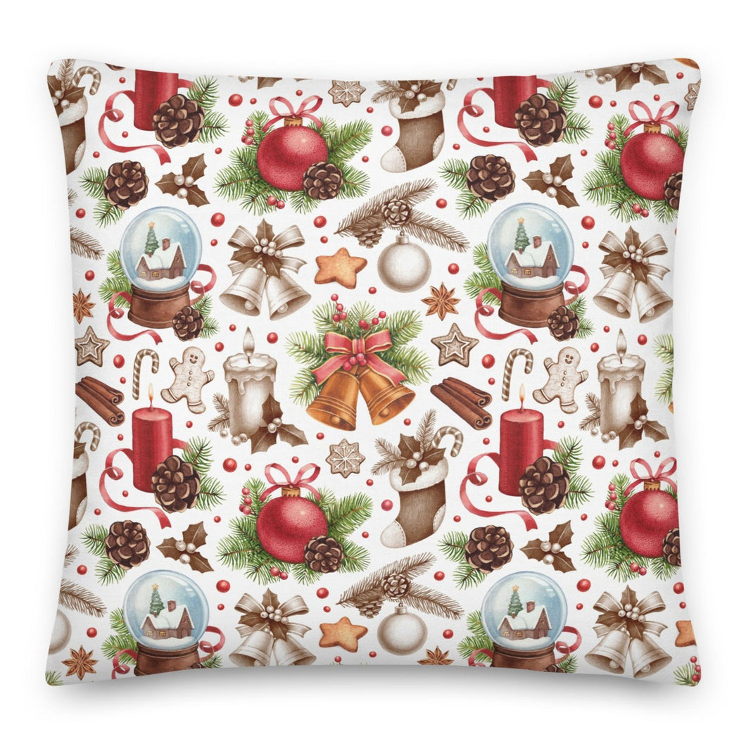 Traditional Christmas Decor White Cushion