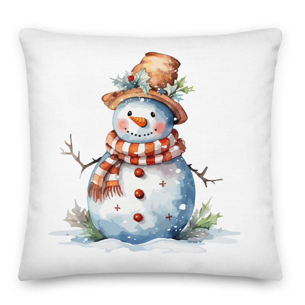 Brown Hat Snowman Christmas Cushion