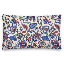 Load image into Gallery viewer, blue and red flower pillow
