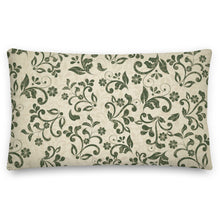 Load image into Gallery viewer, vintage olive green floral pillow
