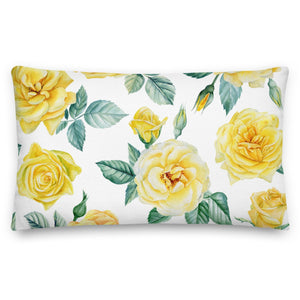 yellow rose flower pillow