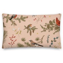 Load image into Gallery viewer, winter birds beige pillow
