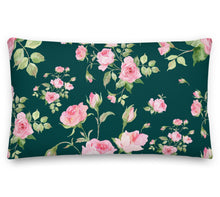 Load image into Gallery viewer, delicate rose green pillow
