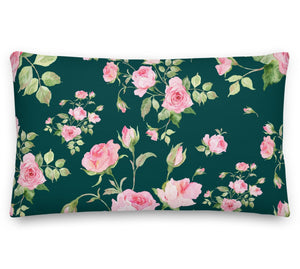 delicate rose green pillow