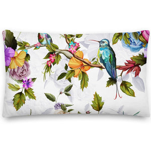 birds and flowers pillow