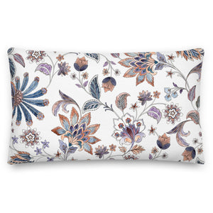 Hand Drawn Floral White Cushion