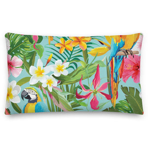 Parrot in the jungle Blue pillow