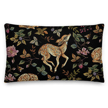 Load image into Gallery viewer, Deer in the forest black pillow
