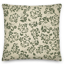 Load image into Gallery viewer, vintage floral olive green square cushion
