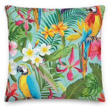 Load image into Gallery viewer, Parrots In The Jungle Blue Cushion
