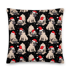 Christmas Puppy Black Cushion