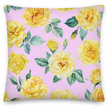 Load image into Gallery viewer, Yellow Rose Pink Premium cushion
