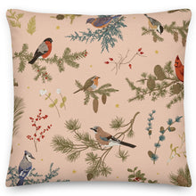 Load image into Gallery viewer, cream winter bird square cushion
