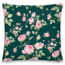 Load image into Gallery viewer, delicate rose green cushion
