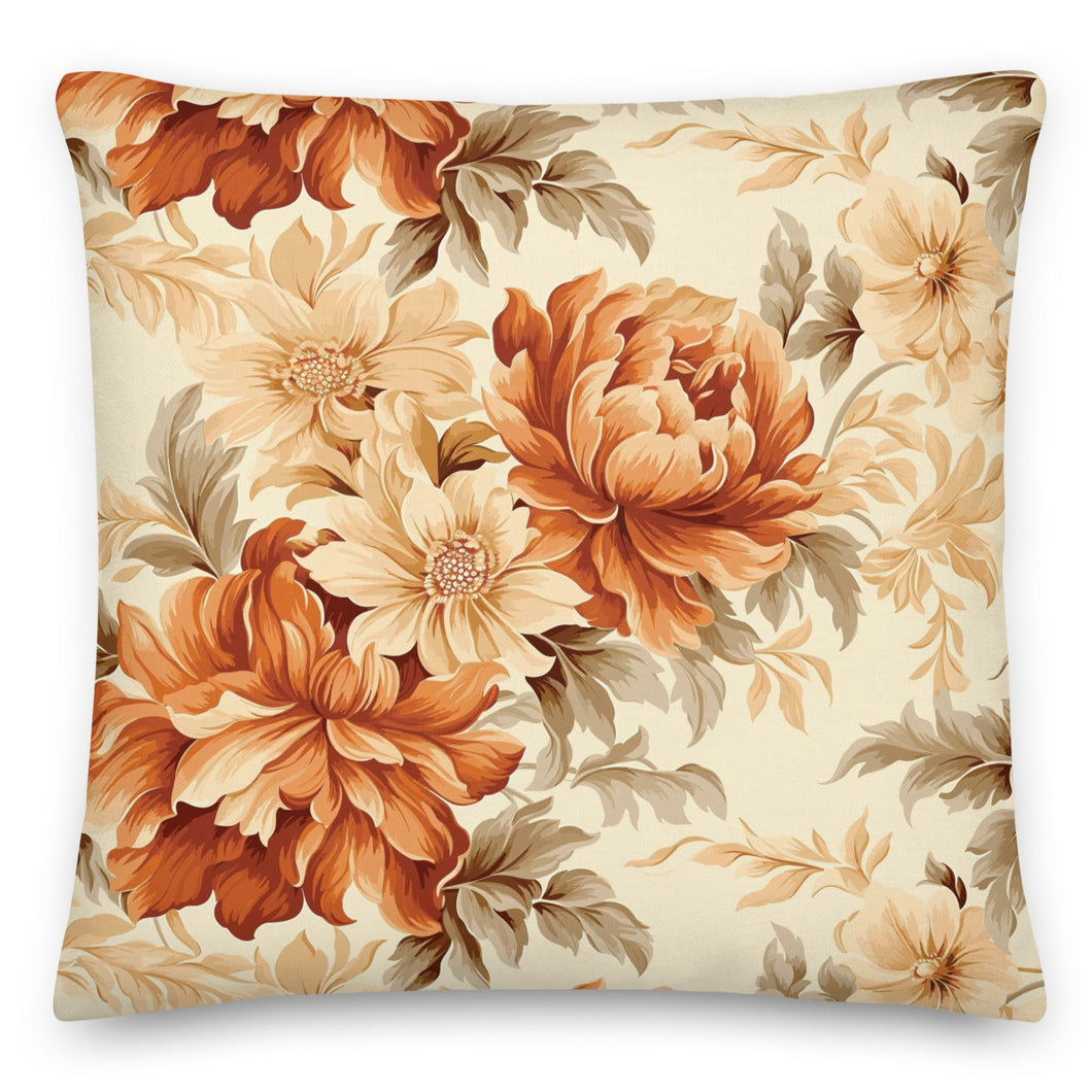 Autumn Flowers Orange  Cushion