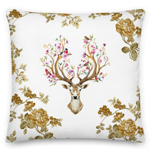 Load image into Gallery viewer, Floral Reindeer White Cushion
