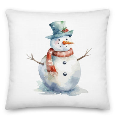 Green Hat Snowman Christmas Cushion