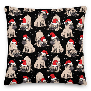 Christmas Puppy Black Cushion