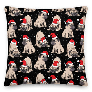 Christmas Puppy Black Cushion