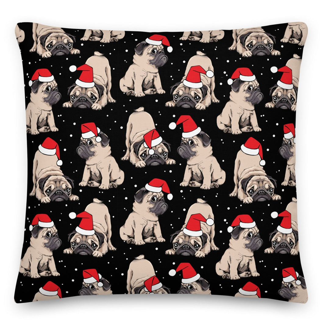 Christmas Puppy Black Cushion