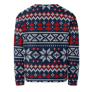 Navy Woolly Pattern Unisex Christmas Jumper