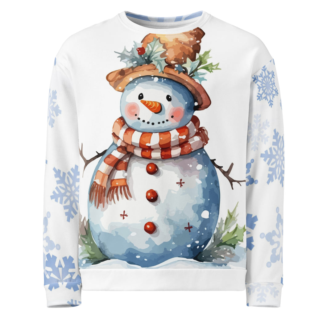 Brown Hat Snowman Unisex White Christmas Jumper