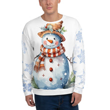 Load image into Gallery viewer, Brown Hat Snowman Unisex White Christmas Jumper
