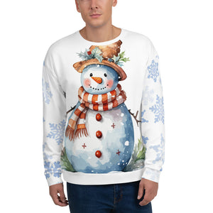 Brown Hat Snowman Unisex White Christmas Jumper