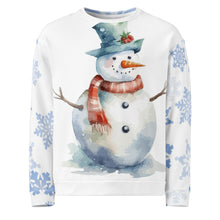 Load image into Gallery viewer, Green Hat Snowman White Unisex Christmas Jumper
