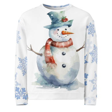 Green Hat Snowman White Unisex Christmas Jumper