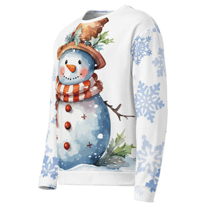 Brown Hat Snowman Unisex White Christmas Jumper