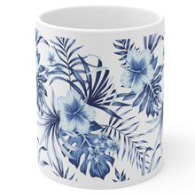 Load image into Gallery viewer, Blue Flowers White Glossy Mug
