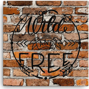 wild and free brick effect wall canvas
