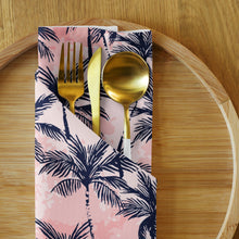 Load image into Gallery viewer, Grunge Palm Cloth Napkin Set -Pink &amp; Navy Blue
