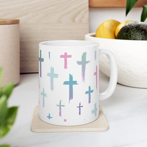 Water Colour Cross Glossy Mug