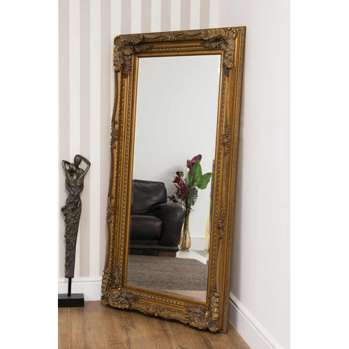 Carved Louis Full Length Wall Mirror -Gold