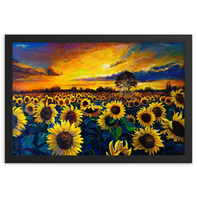 Sunflower fields framed poster