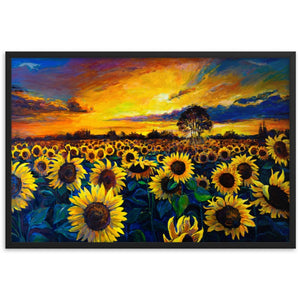 Sunflower Fields Framed Poster - Black Frame