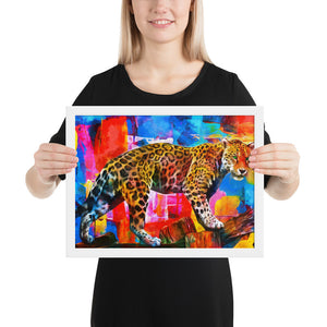 Colourful Tiger Framed Poster - White Frame