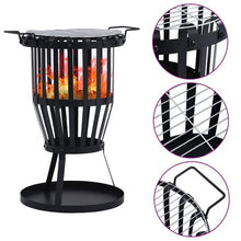 Load image into Gallery viewer, vidaXL Garden Fire Pit Basket with BBQ Grill Steel 47.5 cm
