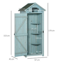 Load image into Gallery viewer, Garden Shed Vertical Utility 3 Shelves Shed Wood Outdoor Garden Tool Storage Unit Blue
