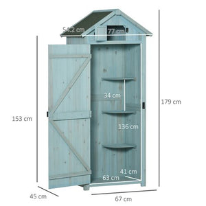 Garden Shed Vertical Utility 3 Shelves Shed Wood Outdoor Garden Tool Storage Unit Blue