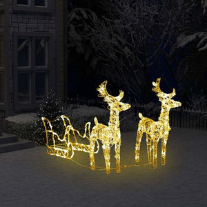 VidaXL Reindeers & Sleigh Christmas Decoration Acrylic GOLD LIGHTS 2/ 4 / 6