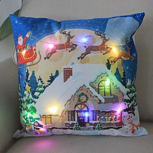 Cartoon Christmas Cushion Covers 18 x 18 inch With LED Lights